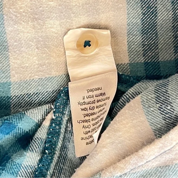Sonoma blue and white plaid flannel 3X plus sz. button-up 100% cotton - Picture 5 of 7